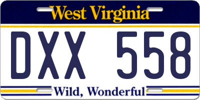 WV license plate DXX558