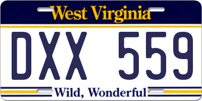 WV license plate DXX559