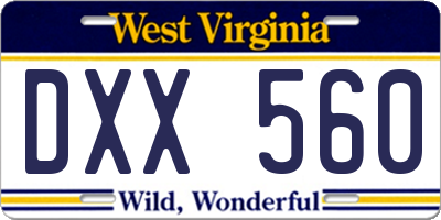 WV license plate DXX560
