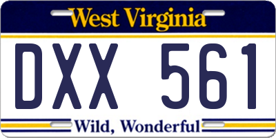WV license plate DXX561