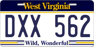 WV license plate DXX562
