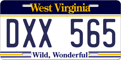 WV license plate DXX565