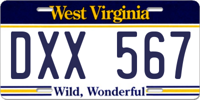 WV license plate DXX567
