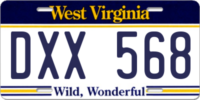 WV license plate DXX568