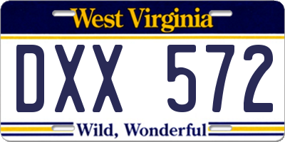 WV license plate DXX572