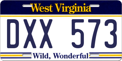 WV license plate DXX573
