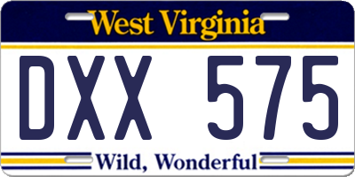 WV license plate DXX575