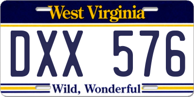 WV license plate DXX576