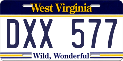 WV license plate DXX577