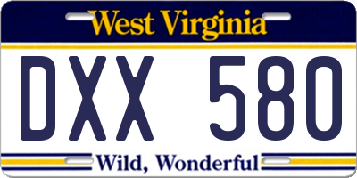 WV license plate DXX580