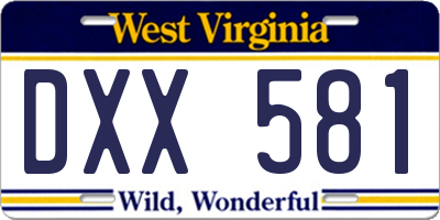 WV license plate DXX581