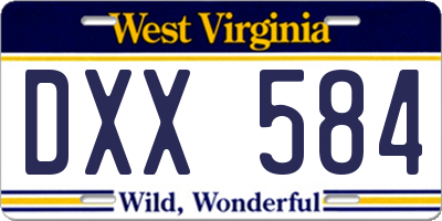 WV license plate DXX584
