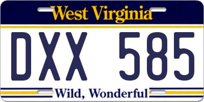 WV license plate DXX585