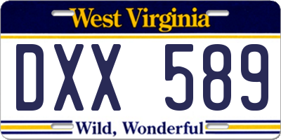 WV license plate DXX589