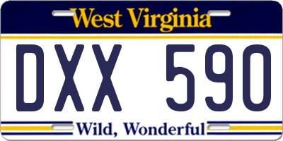 WV license plate DXX590