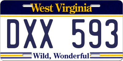 WV license plate DXX593