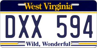 WV license plate DXX594