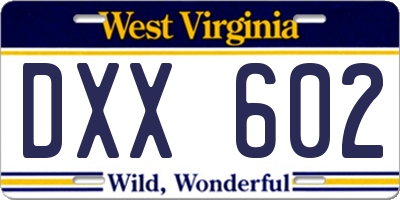 WV license plate DXX602