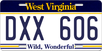 WV license plate DXX606