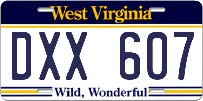 WV license plate DXX607