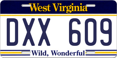 WV license plate DXX609