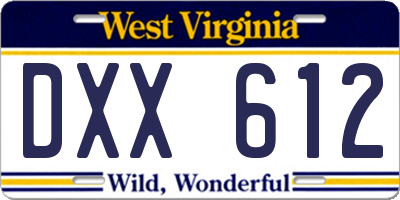 WV license plate DXX612