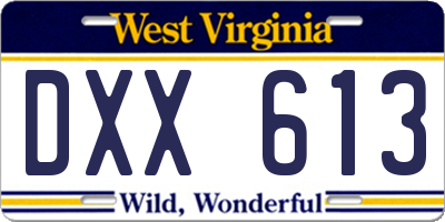 WV license plate DXX613