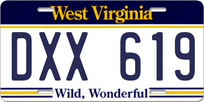 WV license plate DXX619