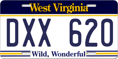 WV license plate DXX620