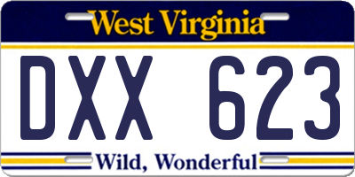 WV license plate DXX623