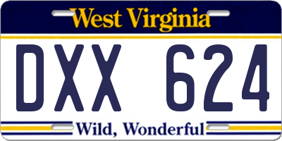 WV license plate DXX624
