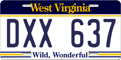 WV license plate DXX637