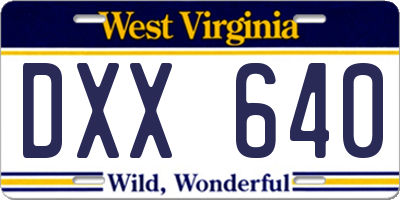 WV license plate DXX640