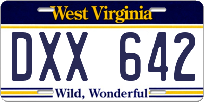 WV license plate DXX642