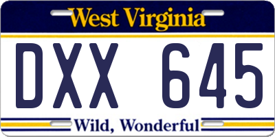 WV license plate DXX645