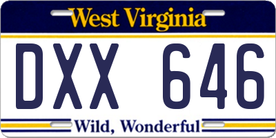 WV license plate DXX646