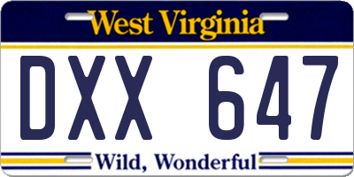 WV license plate DXX647