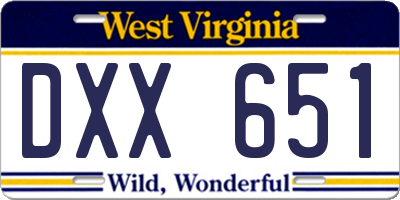 WV license plate DXX651