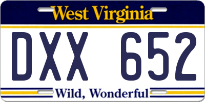 WV license plate DXX652