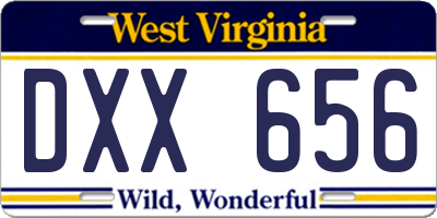 WV license plate DXX656