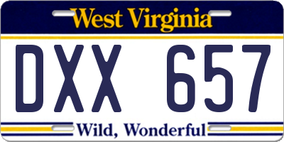 WV license plate DXX657