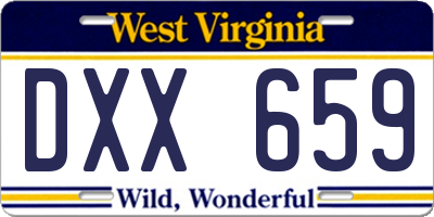 WV license plate DXX659