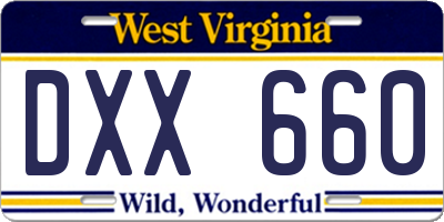 WV license plate DXX660