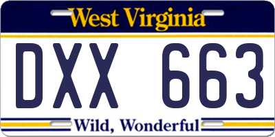 WV license plate DXX663