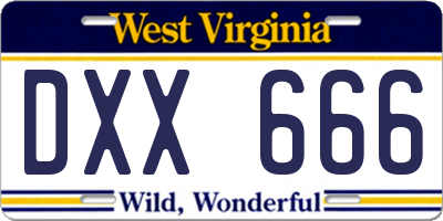 WV license plate DXX666