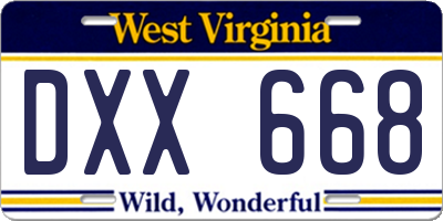 WV license plate DXX668