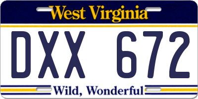 WV license plate DXX672