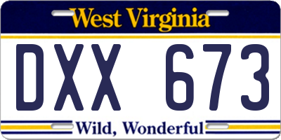 WV license plate DXX673