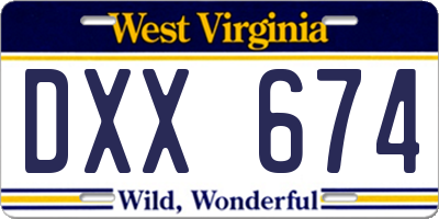 WV license plate DXX674