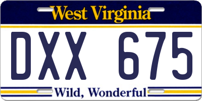 WV license plate DXX675